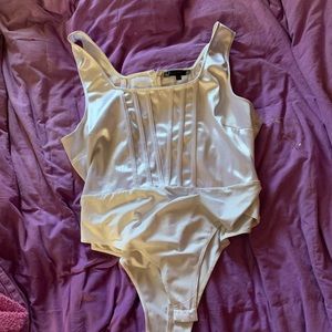 corset style white body suit